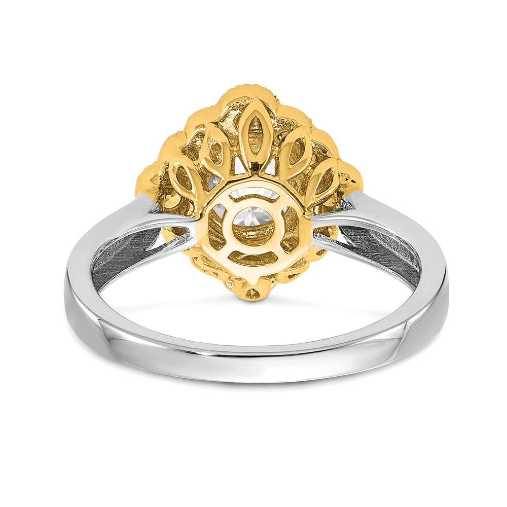 True Origin 14K Bicolor Gelb- und Weißgold Verlobungsring mit 0,25 ct. laborgezüchtetem Diamanten VS+ F+, Halbfassung, Rund, Halo
