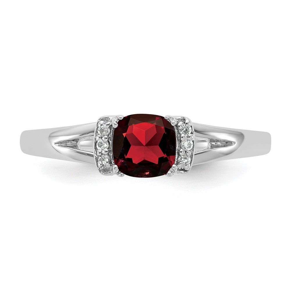 14K Weißgold Poliert Diamant und Granat Mode Ring