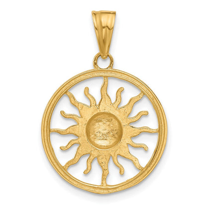 14K Gelbgold und Rhodium Anhänger "Sonne" mit Diamantschliff