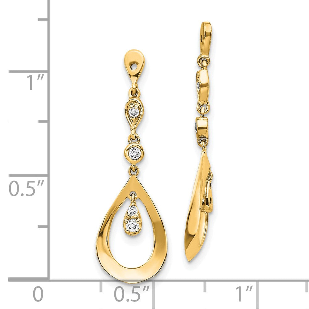 14K Gelbgold Diamant-Tropfen-Ohrring-Jackets, 0,125 Karat