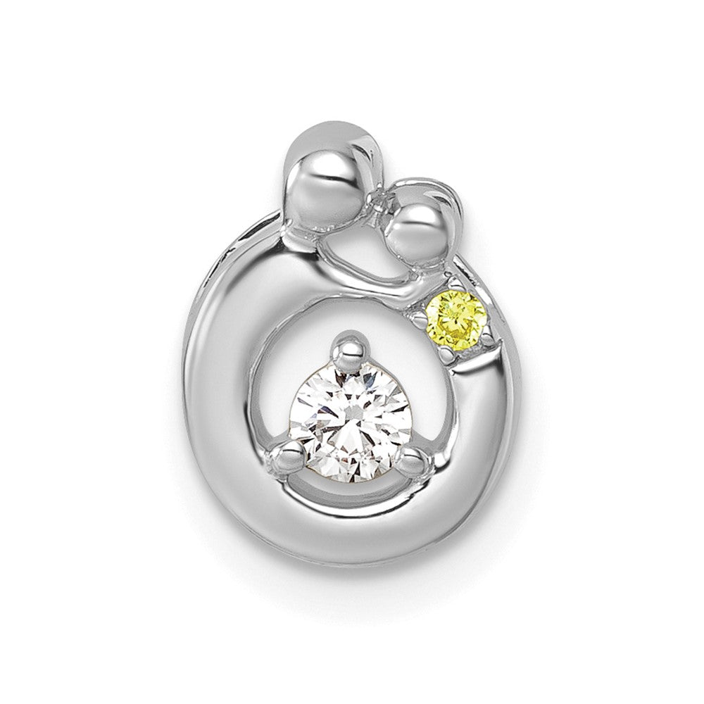 14K Weißgold 1 Geburtsstein und Diamant Mutter/child Kette Anhänger Halbfassung