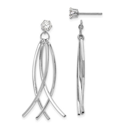 14K Weißgold Gebogen Hängend Jacken mit 4mm Zirkonia Ohrstecker