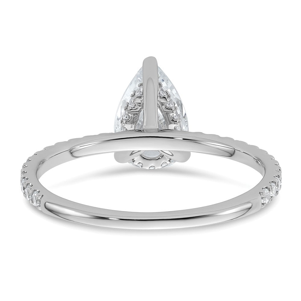14K Weißgold Verlobungsring mit 1 3/8K zertifiziertem, im Labor gezüchtetem Diamant VS/SI+ G+ im Birnenschliff, kompletter Solitär mit Flair