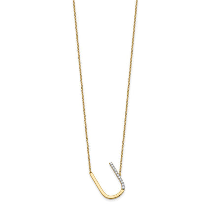 14K Gelbgold Seitlich Diamant Initiale U 18 Zoll Halskette