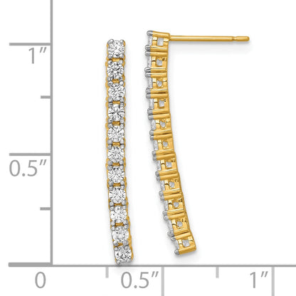 14K Gelbgold Poliert Zirkonia Stab Hängend Ohrstecker