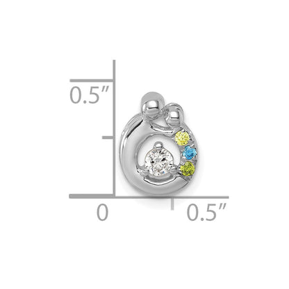 14K Weißgold 3 Echt Geburtsstein und Diamant. Mutter/child Kette Anhänger