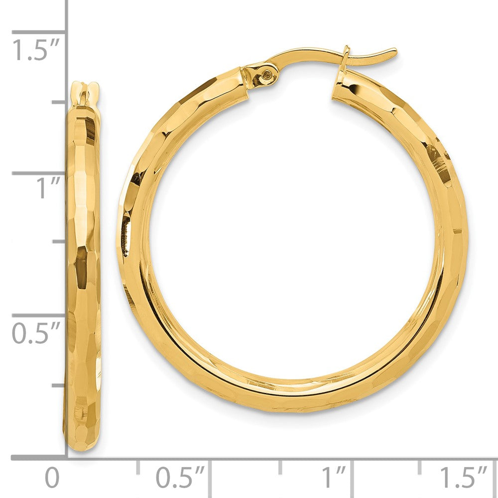 14K Gelbgold Poliert und Diamantiert Creolen