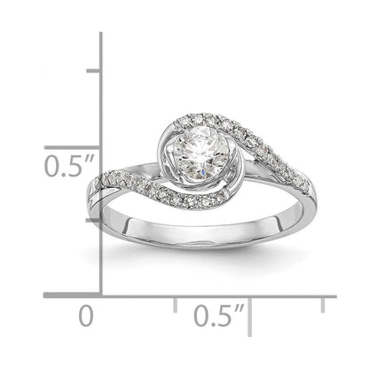 14K Weißgold By-pass (holds 1/3 Karat (4.5mm) Rund Mittig) 1/6 Karat Diamant Halbfassung Verlobungsring