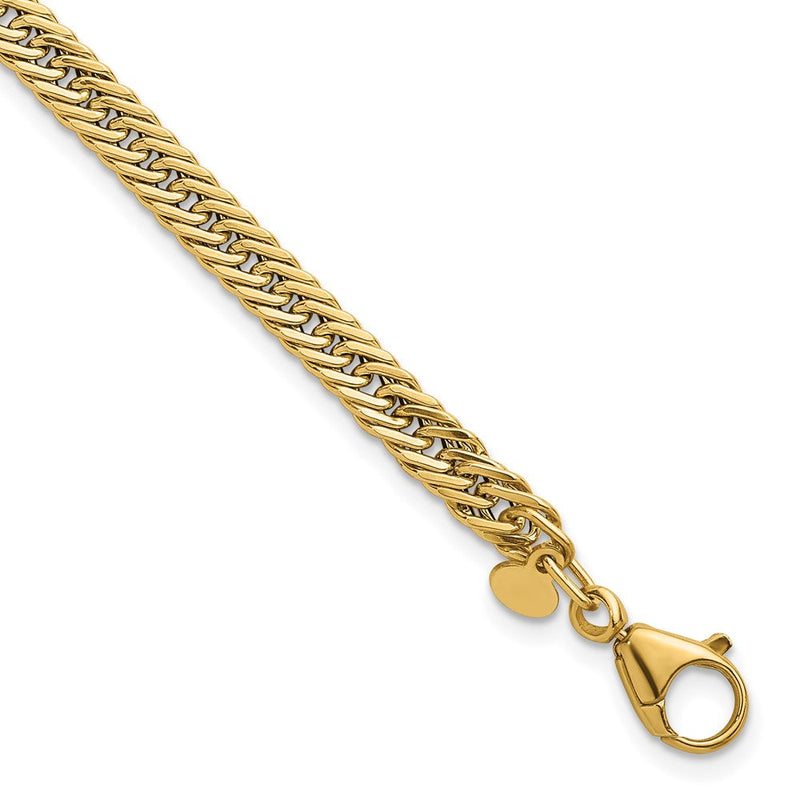 14K Gelbgold Poliert Fantasie Hohl Panzer Glieder 7.5 Zoll Armband