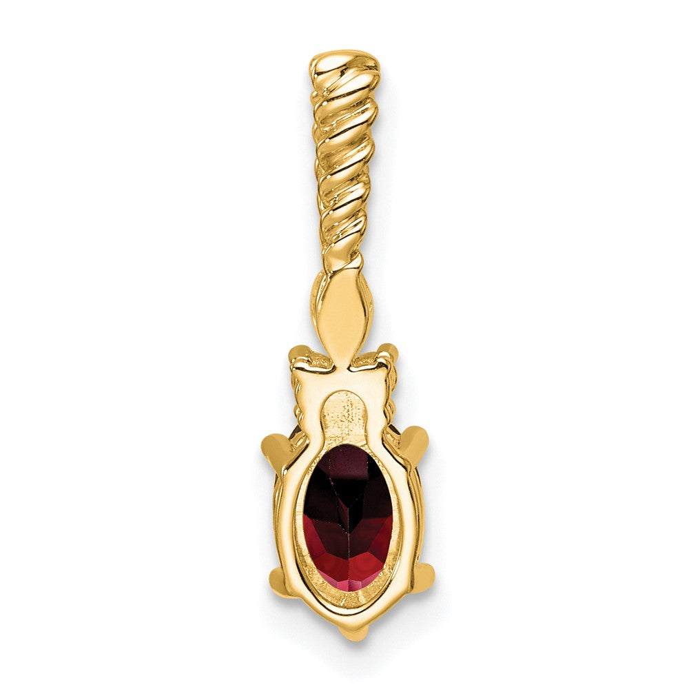 14K Gelbgold Diamant und 7x5 Oval January/garnet Gedreht Kette Anhänger