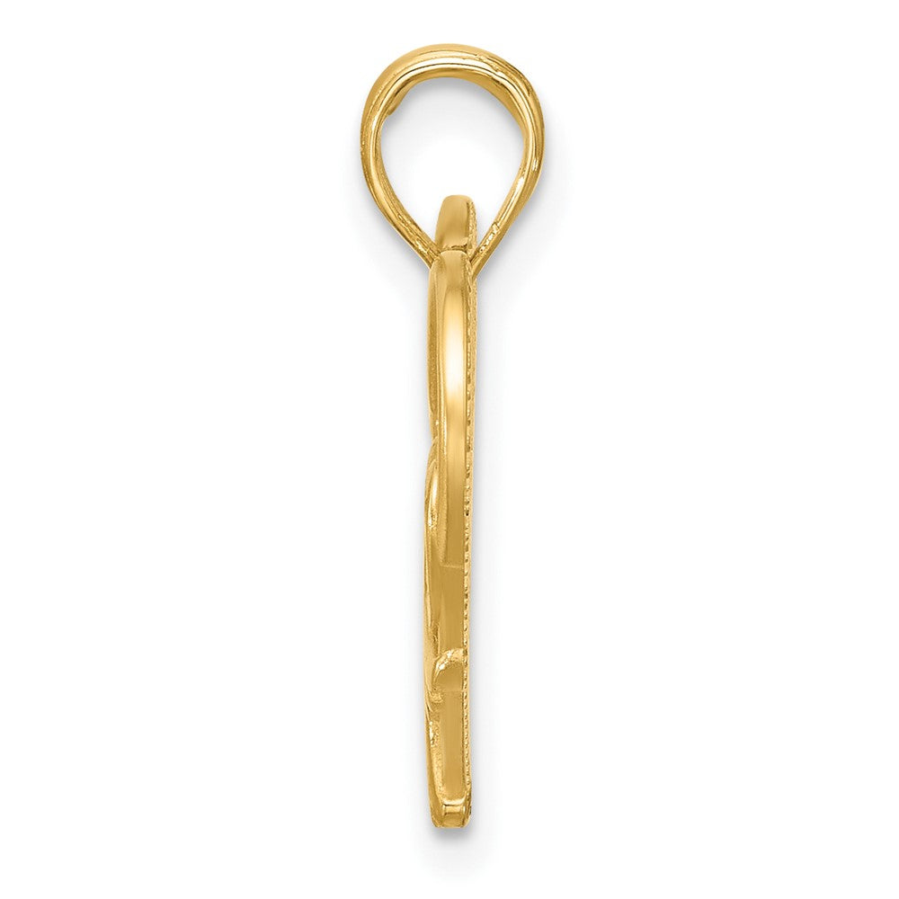 14K Gelbgold Charm "Verschlungenes Herz" mit Schnörkeln, poliert und gebürstet