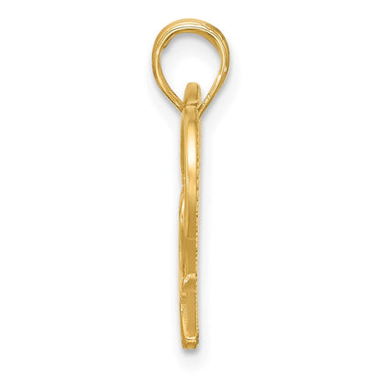14K Gelbgold Charm "Verschlungenes Herz" mit Schnörkeln, poliert und gebürstet