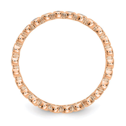 14K Roségold Poliert 1/3ct Zargenfassung Set Diamant Memoire Ehering Ring