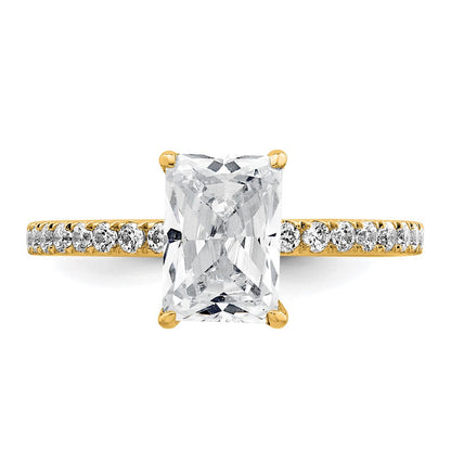 14K Gelbgold Verlobungsring mit 2K zertifiziertem, im Labor gezüchtetem Diamant VS/SI+ G+ im Radiant-Schliff, komplettes Solitär mit Flair