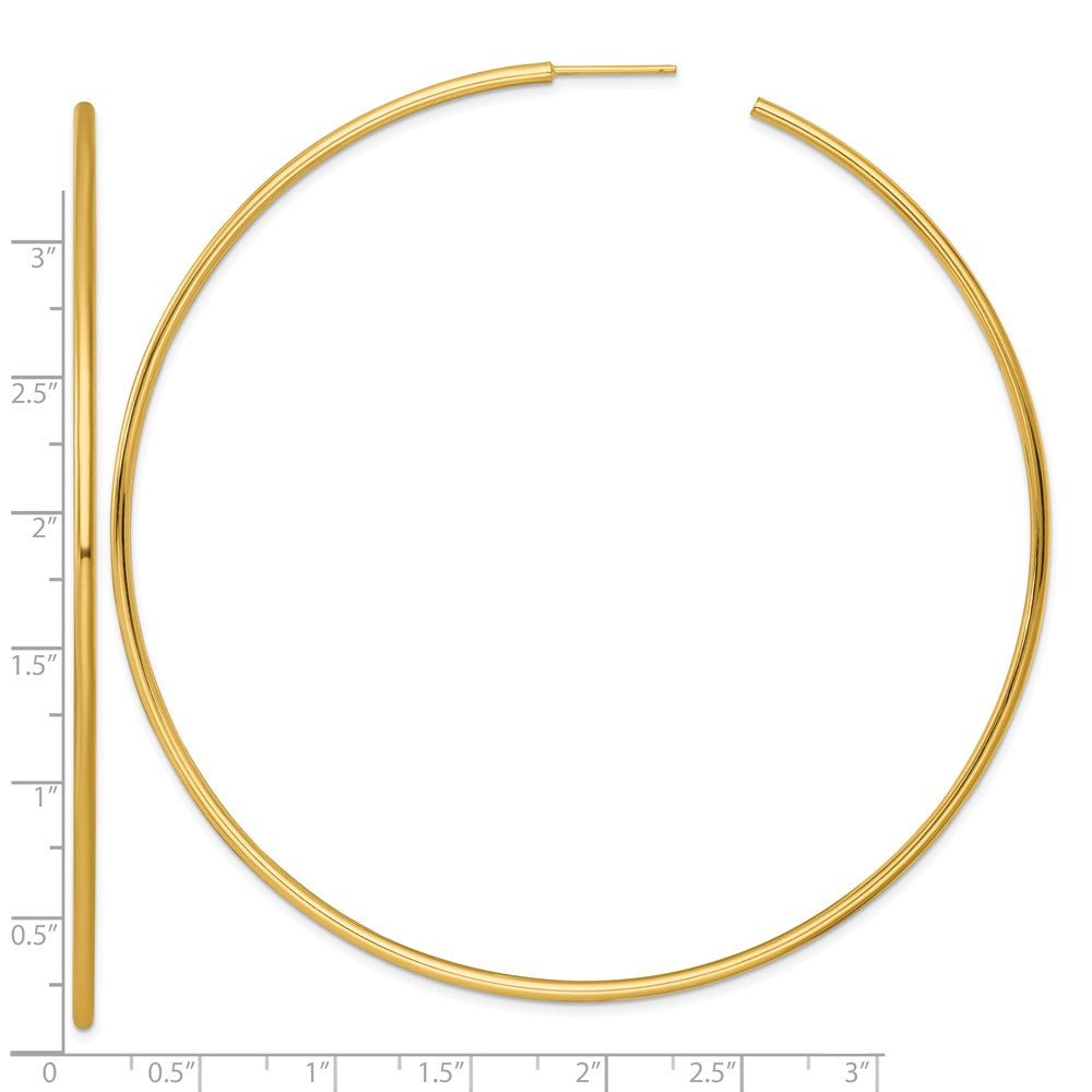 14K Gelbgold Poliert 2.0 X 90mm Röhre C-hoop Ohrstecker