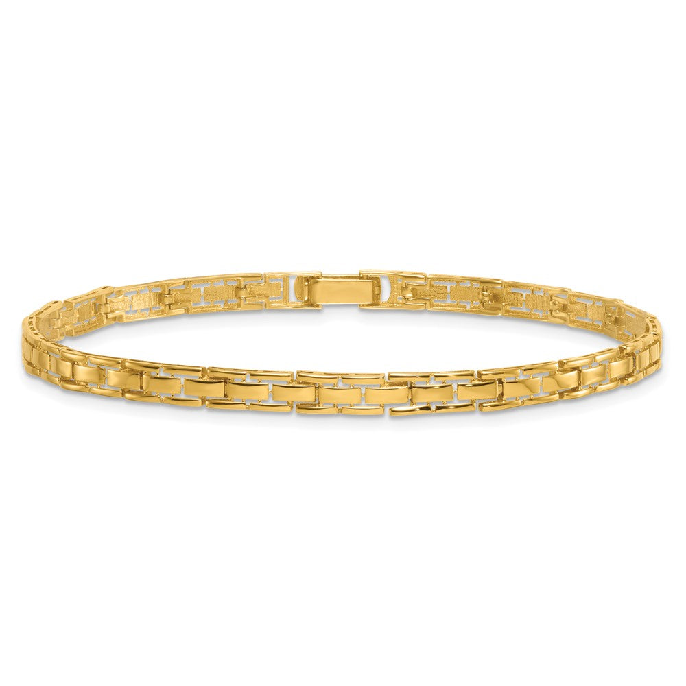 14K Gelbgold Poliert 4.25mm Fantasieglieder 7.5 Zoll Armband