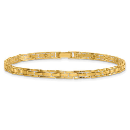 14K Gelbgold Poliert 4.25mm Fantasieglieder 7.5 Zoll Armband