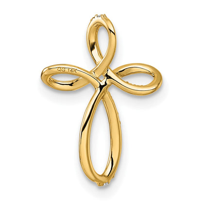 14K Gelbgold 1/10 Karat Diamant Kreuz Kette Anhänger