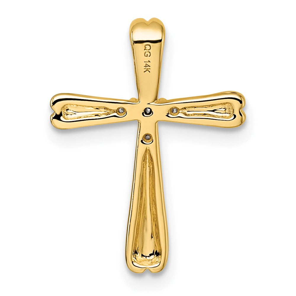 14K Gelbgold Kreuz-Gleitanhänger mit 0,1 ct. Diamant, 5 Steine