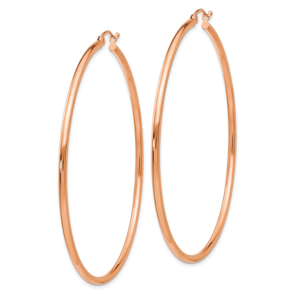 14K Roségold 2x60mm Poliert Leicht Röhre Creolen