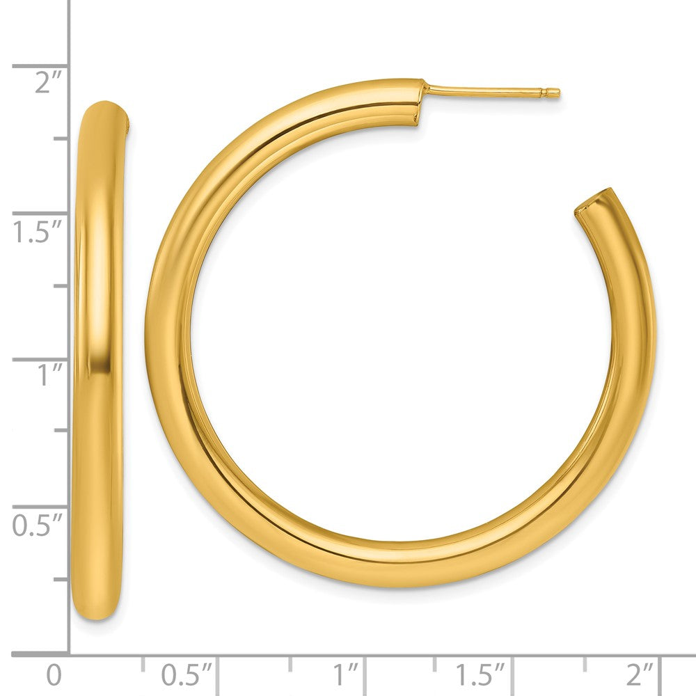 14K Gelbgold Poliert 4.0 X 45mm Röhre C-hoop Ohrstecker