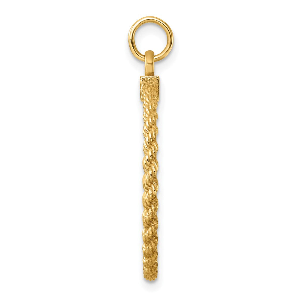 14K Gelbgold Schlicht.013 Stärke Rund Gravierbar 24.9mm Plättchen mit Kordel Kante Charm