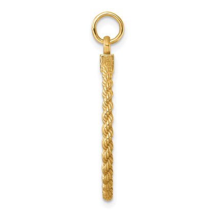 14K Gelbgold Schlicht.013 Stärke Rund Gravierbar 24.9mm Plättchen mit Kordel Kante Charm
