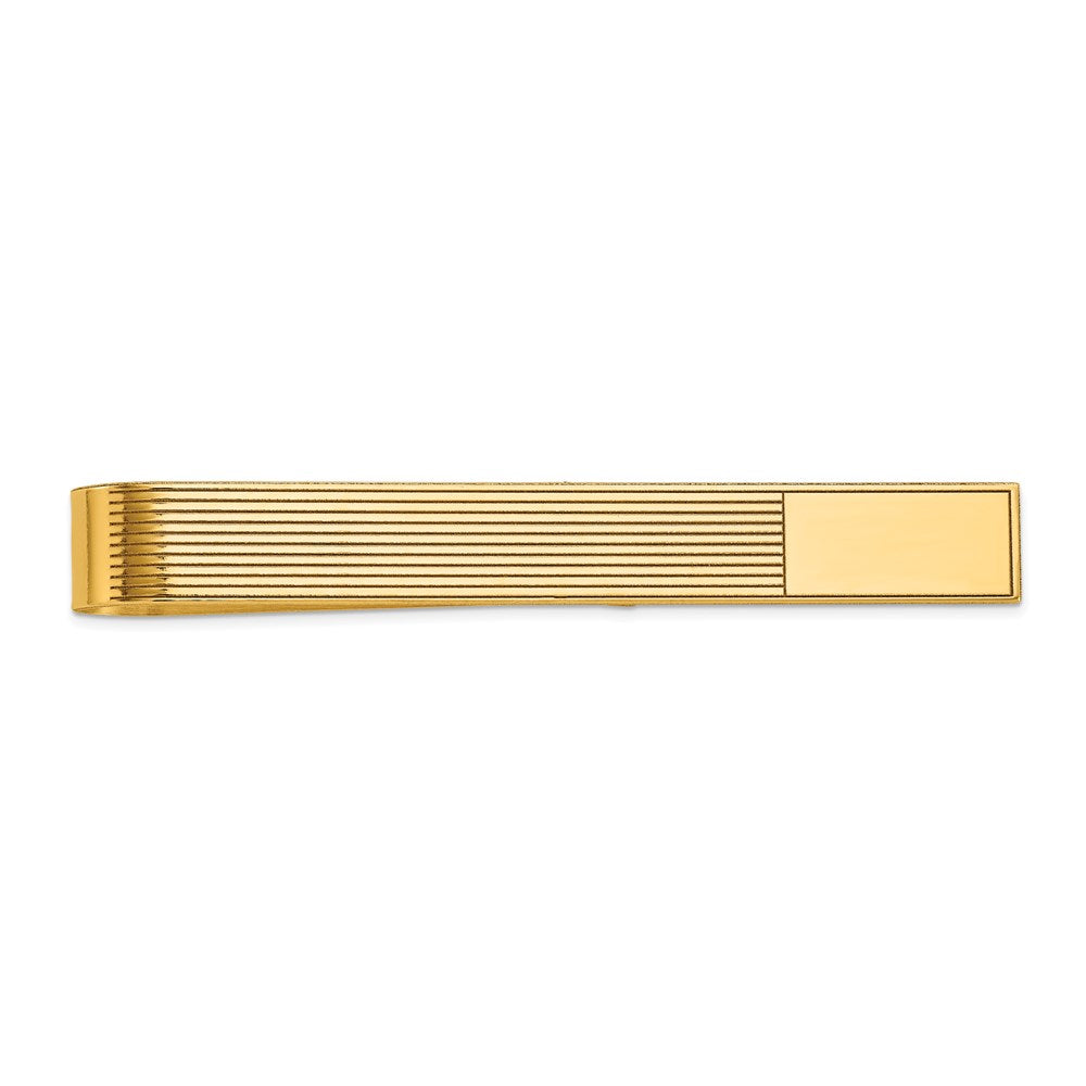14K Gelbgold Herren Gerillt Gravierbar Krawatten Stab
