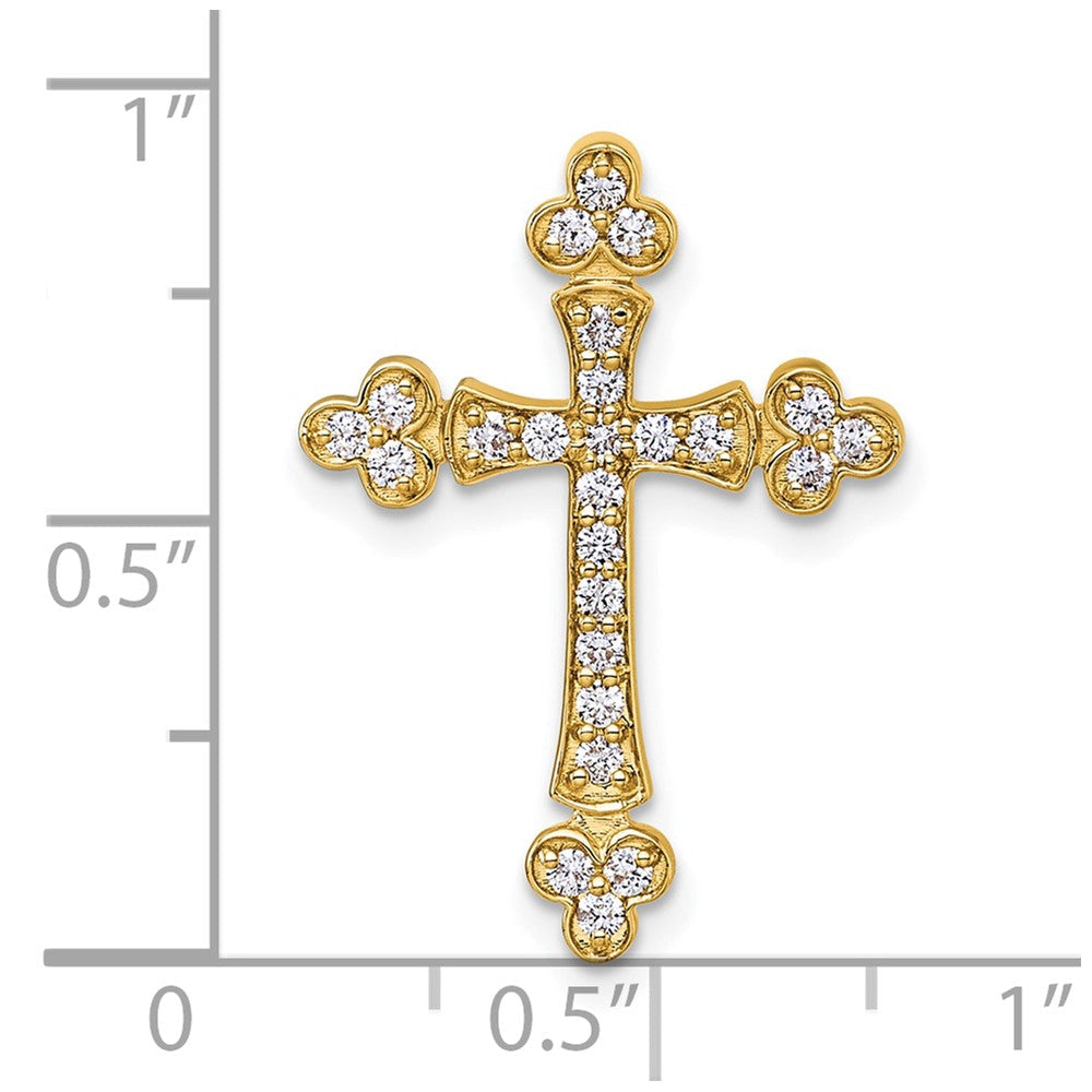 14K Gelbgold 1/3 Karat Diamant Knospend Kreuz Kette Anhänger
