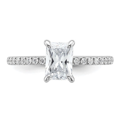 14K Weißgold Verlobungsring mit Solitär und Flair, 1,33K zertifizierter, im Labor gezüchteter Diamant im Radiant-Schliff, VS+ F+