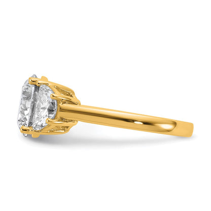 14K Gelbgold 1 Karat Im Labor Gezüchtet Diamant Vs+ F+ 3 Karat Mittig Rund Halbfassung Dreistein Verlobungsring