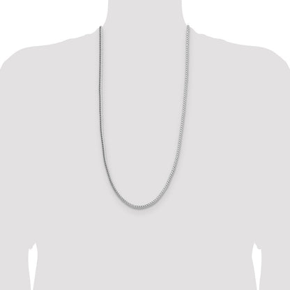 Sterlingsilber Rhodiniert 3.4mm Diamantiert Rund Franco 30 Zoll Kette