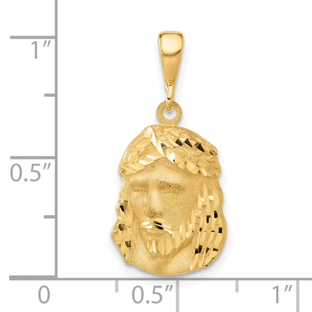 14K Gelbgold Jesus-Medaille-Anhänger, satiniert und diamantiert
