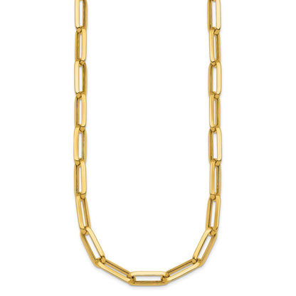 14K Gelbgold Poliert 7mm Büroklammer Glieder Kette 17.5 Zoll Halskette