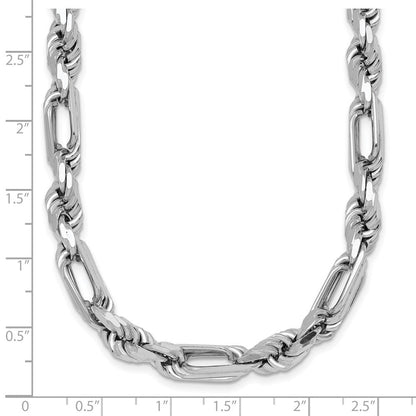 Sterlingsilber Rhodiniert Poliert 7.00mm Figaro Kordel Kette 19.75 Zoll Halskette