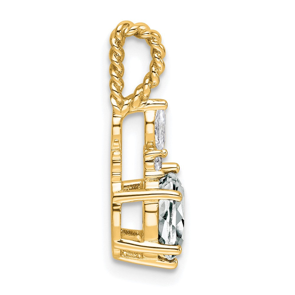 14K Gelbgold Diamant und 7x5 Oval April/ Topas Gedreht Kette Anhänger