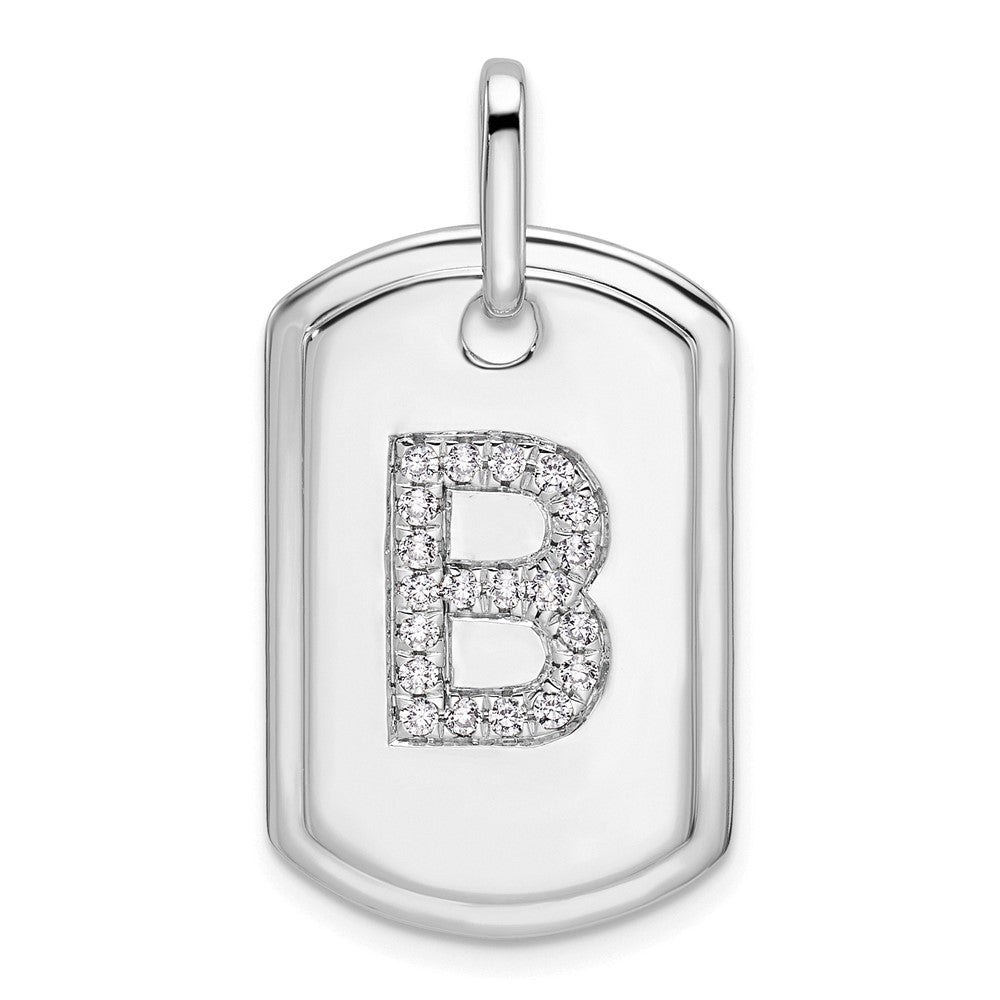 14K Weißgold Diamant-Buchstabe B Hundemarken-Charm