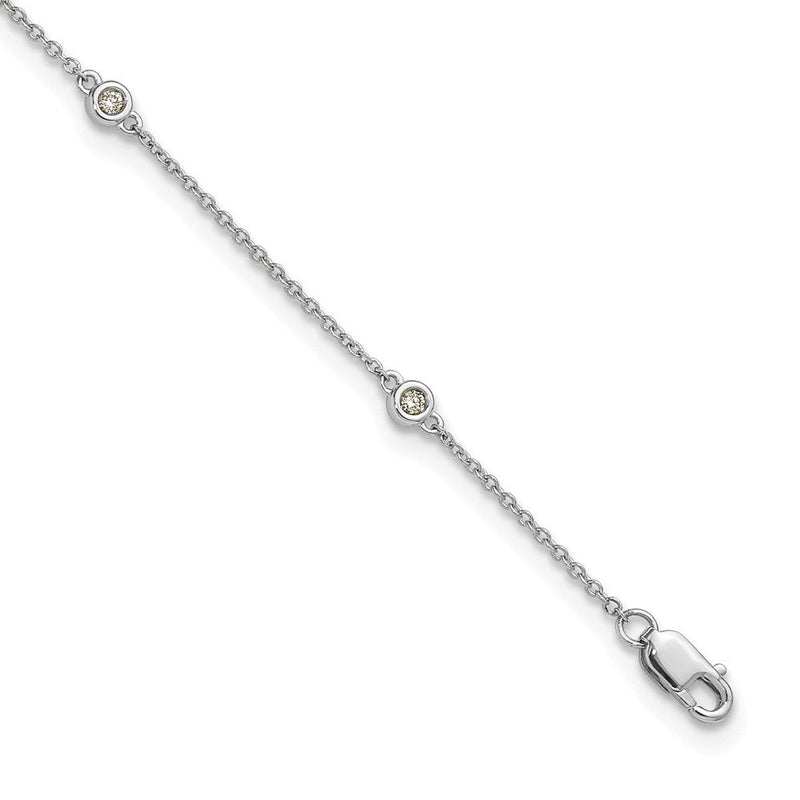 14K Weißgold Komplett 1/8 Karat Zargenfassung-set Diamant und Ankerkette Kette 7-station 9 Zoll Fußkettchen