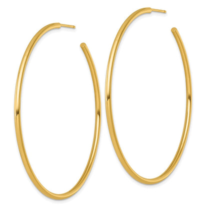 14K Gelbgold Poliert 2.0 X 60mm Röhre C-hoop Ohrstecker