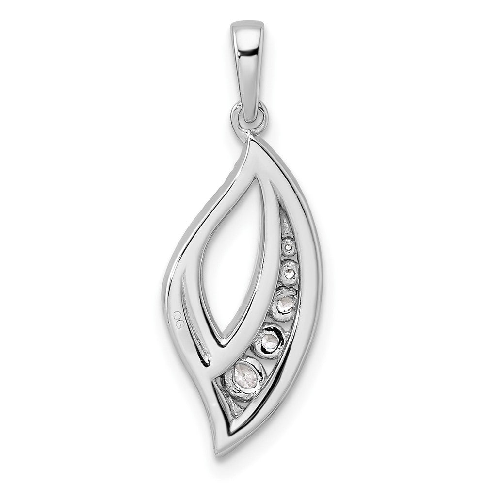 14K Weißgold Polierter Anhänger mit Diamant, 0,375 Karat, Blatt-Design