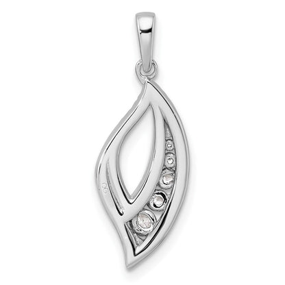 14K Weißgold Polierter Anhänger mit Diamant, 0,375 Karat, Blatt-Design
