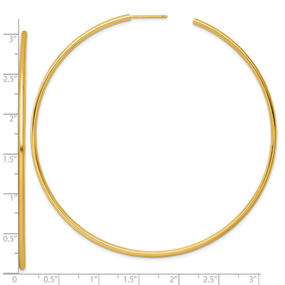 14K Gelbgold Poliert 2.0 X 80mm Röhre C-hoop Ohrstecker