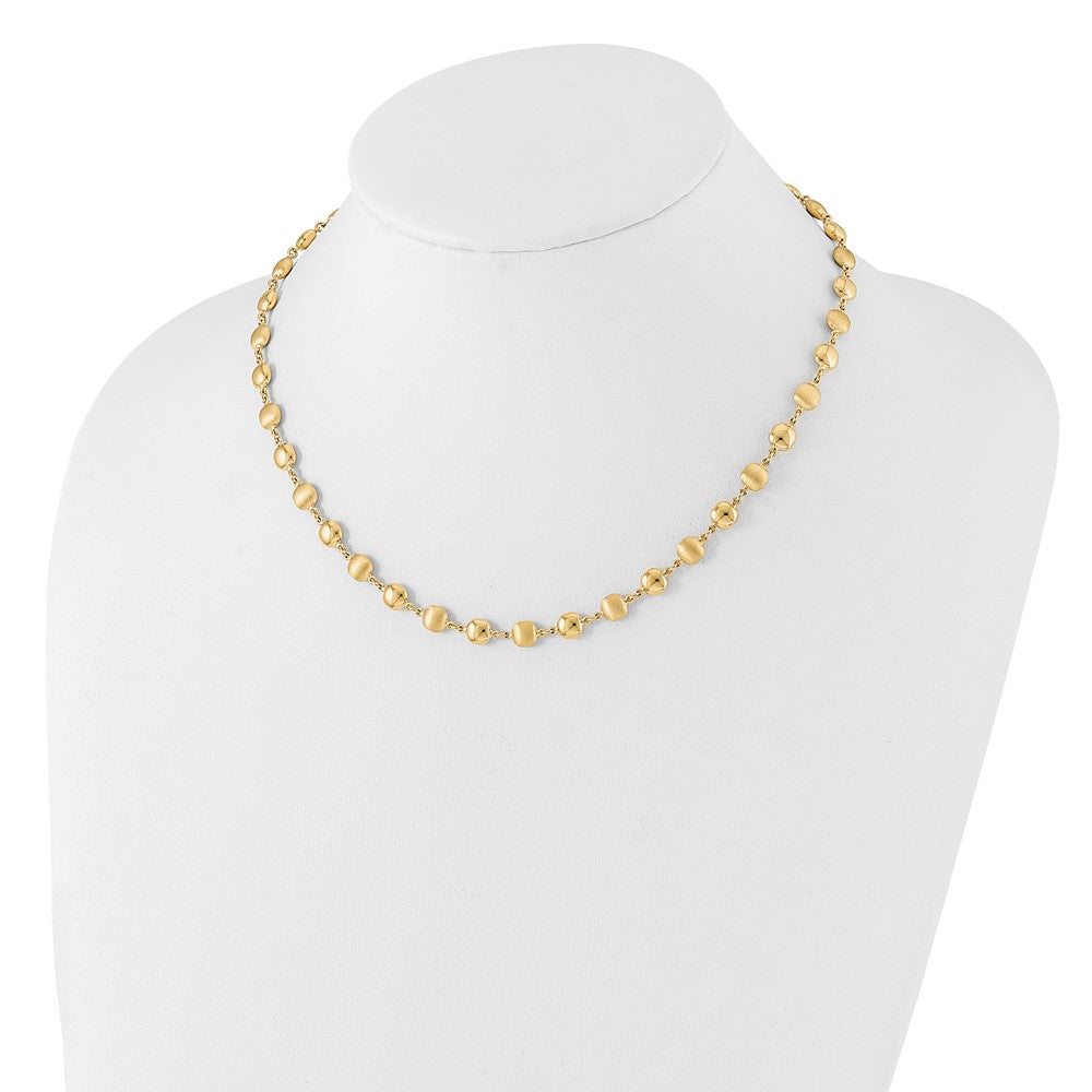 14K Gelbgold Poliert und Satiniert 5.5mm Gewölbt Kreise 17.75 Zoll Halskette