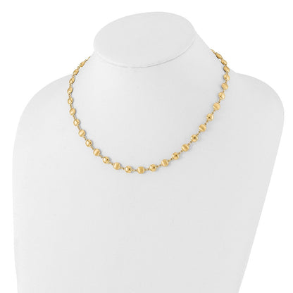 14K Gelbgold Poliert und Satiniert 5.5mm Gewölbt Kreise 17.75 Zoll Halskette