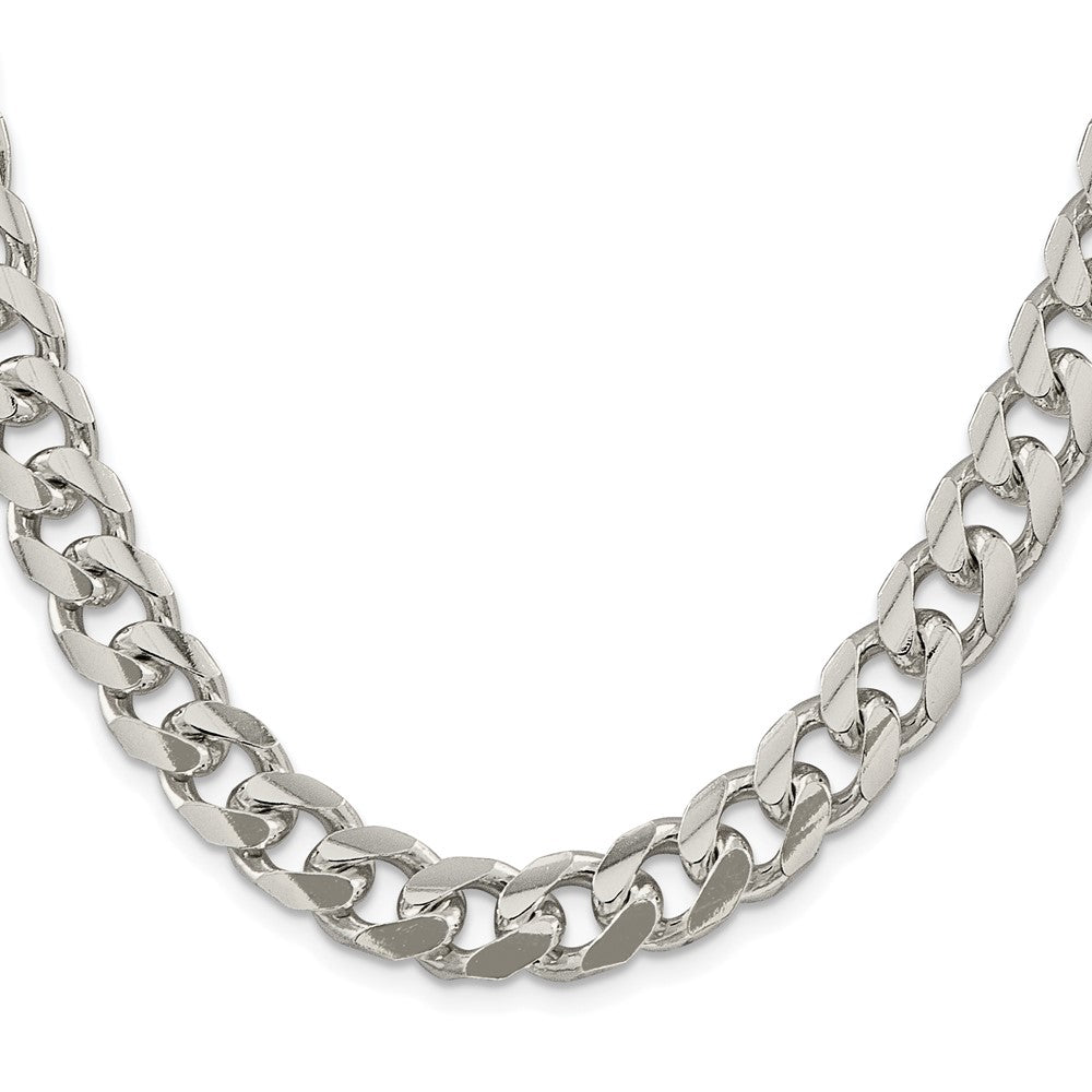 Sterlingsilber Rhodiniert 10.5mm Gewölbt mit Seite Diamantiert Panzer Halskette