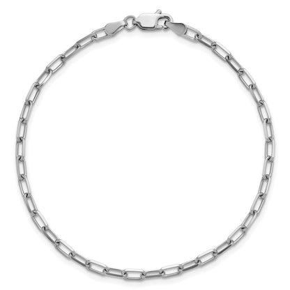 14K Weißgold 3.0mm Massiv Abgeschrägt Büroklammer Gliederarmband