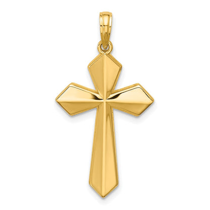 14K Gelbgold Poliert Pointed Christlich Kreuz Anhänger