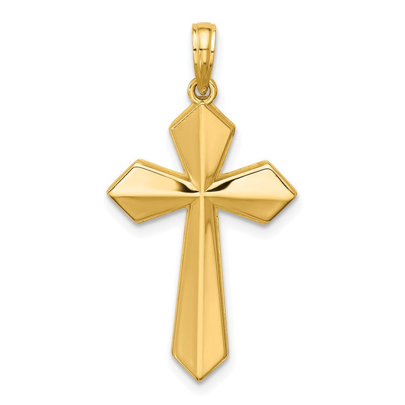 14K Gelbgold Poliert Pointed Christlich Kreuz Anhänger