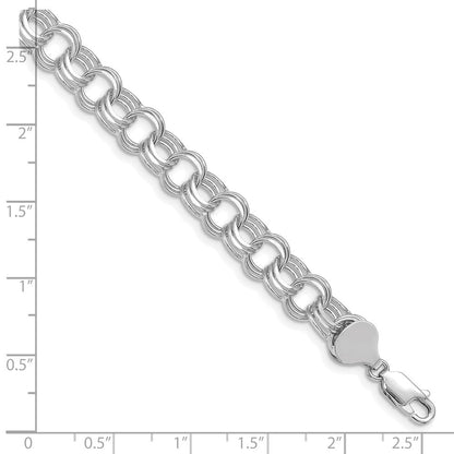 14K Weißgold 8.5mm Massiv Dreifach Glieder Charm Armband