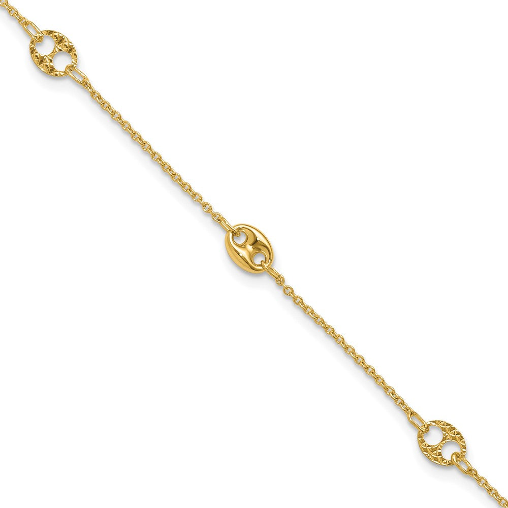 10K Gelbgold Marine Glieder 5-station Plus Verlängerung Total Kette Fußkettchen